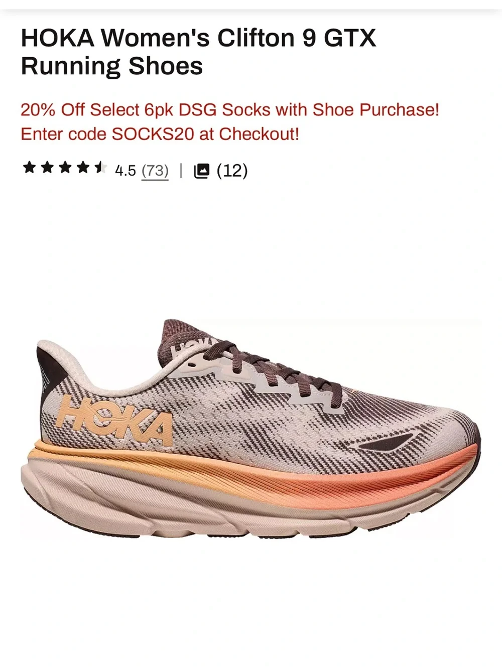 Hoka Women's Running Shoes - Taupe with Orange and Yellow Accents